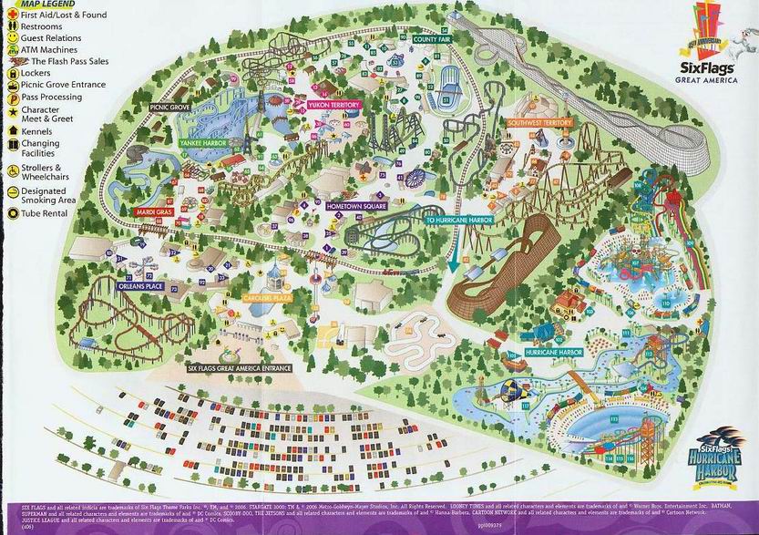 six flags great america park map. six flags great america park